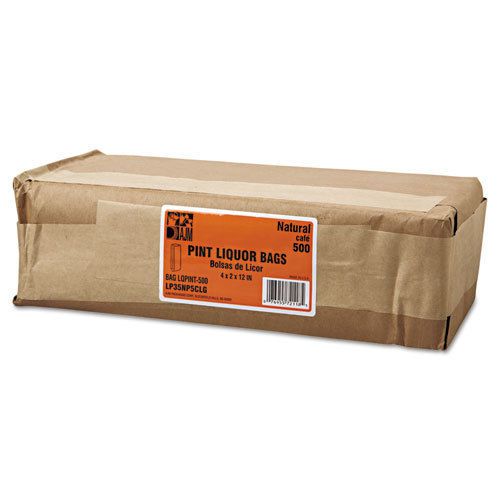 Pint Paper Liquor Bag, 35lb Kraft, Standard 3 3/4 x 2 1/4 x 11 1/4, 500 bags