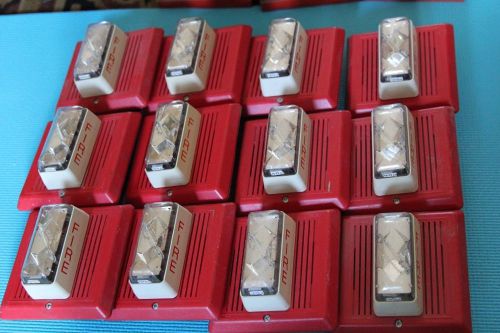 Lot of 14 edwards est 757-7a-t fire alarm temporal strobe/horn w backing plates! for sale