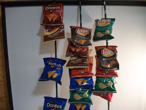 Vintage country store potato chip candy hanging display rack 54 clips bag holder for sale