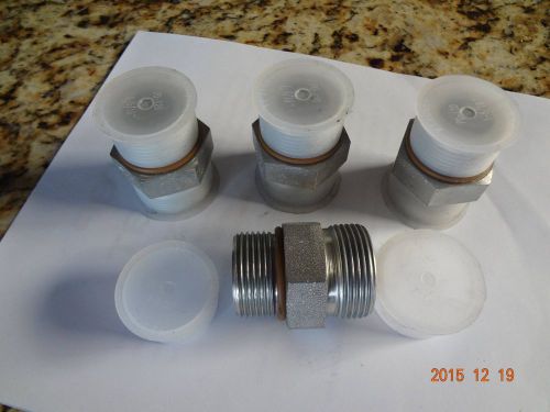 Lot of 4 parker hydraulic hose adapter, ors to orb, 1 7/16 x 1 5/16 for sale