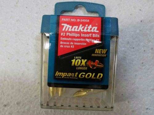 Lot of (5) Makita B-34958 Impact Gold Number 2 Phillips Insert Bit, 15-Pack