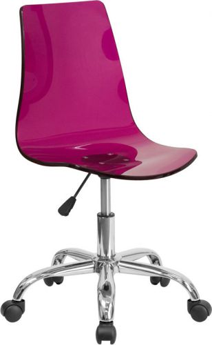 CONTEMPORARY TRANSPARENT PURPLE  ACRYLIC TASK CHAIR WITH CHROME BASE