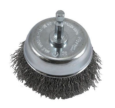 Crimped wire cup drill-mounted wire brush-3&#034; crimped cup brush for sale