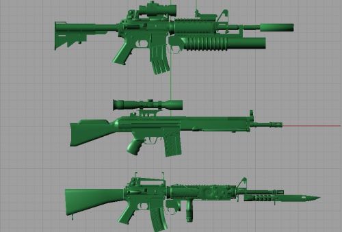 set of 3 M16 gun  3D STL file 3D Model
