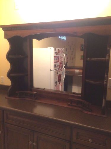 Mirror with shelving display. Wood. Mount or Stands Freely. 40x57x10 LOCAL