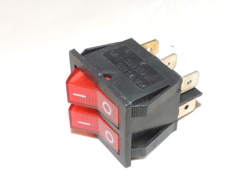 ARE Rocker Power Switch 2 Dual Row Red Lamp Light  15A250V 6 Pin ON/OFF Control