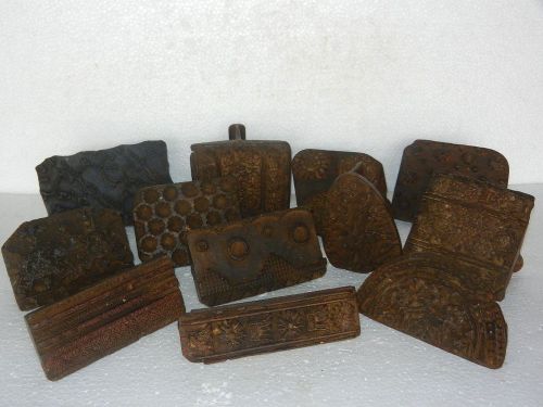 Lot Of 12 Handforged Different / Multidesign Textile Printing Block, Collectible