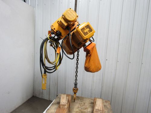 Harrington er020l 2 ton electric chain hoist w/40fpm motor trolley 24&#039; lift for sale