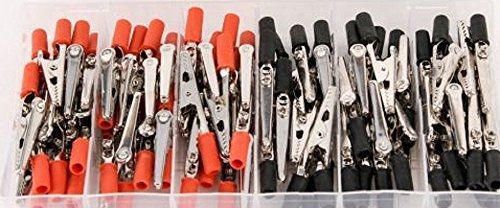 Katzco 80 Piece Electrical Alligator Clip Assortment Set - Insulated Stainless