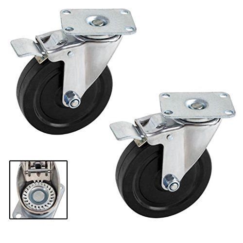 Pair Heavy-Duty 5 in. Swivel Casters with Double-Lock Brake - 600 LB for the Set