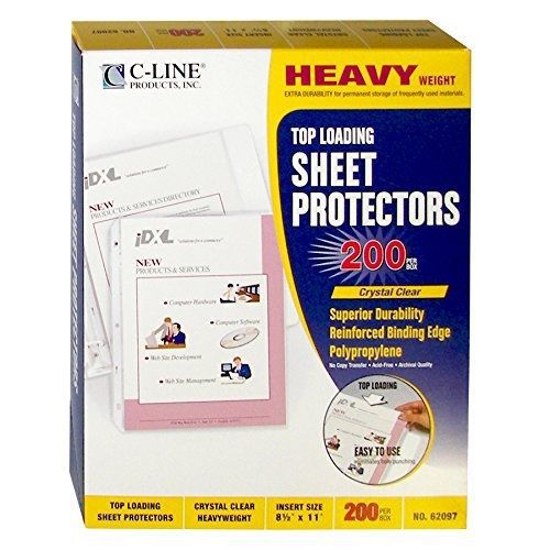 C-Line Top Loading Heavyweight Poly Sheet Protectors, Clear, 8.5 x 11 Inches,