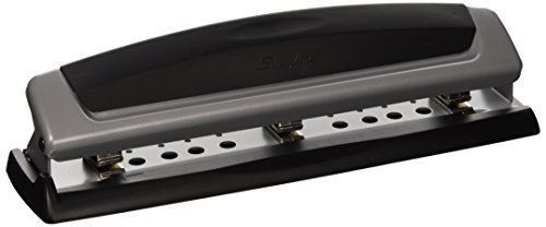 New precision pro desktop 3 hole punch, 10 sheet capacity black and silver best! for sale