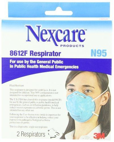 Nexcare 3M Particulate Respirator 8612F Mask N95 FDA Approved, 2-Count (Pack of