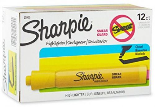 Sharpie Accent Tank-Style Highlighters, 12 Yellow Highlighters(25005)