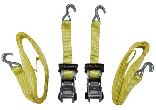 New 2-pack 2 x 14&#039; heavy duty cargo transport ratcheting tie down buckle for sale