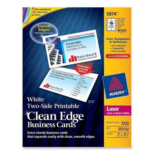 Avery Two-Side Printable Clean Edge Business Cards for Laser Printers White B...