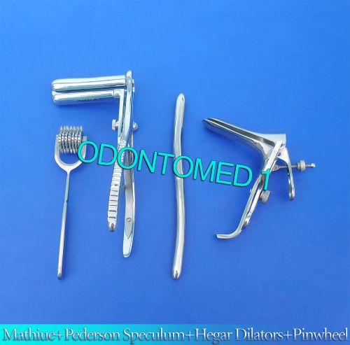 Mathieu Speculum +Hegar Dilator +7 Head Pinwheel &amp; Pederson Speculum Large