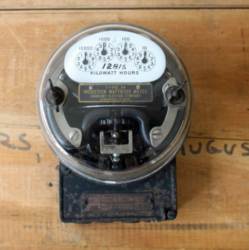 Antique Sangamo Electric Meter Type H - Induction Watthour Meter - 2 wire