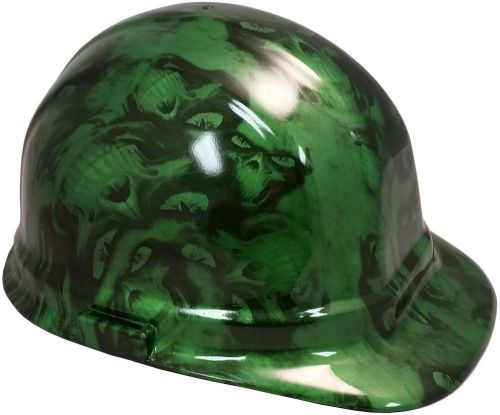 Hydro dipped cap style hard hat with ratchet suspension-hades skulls green for sale