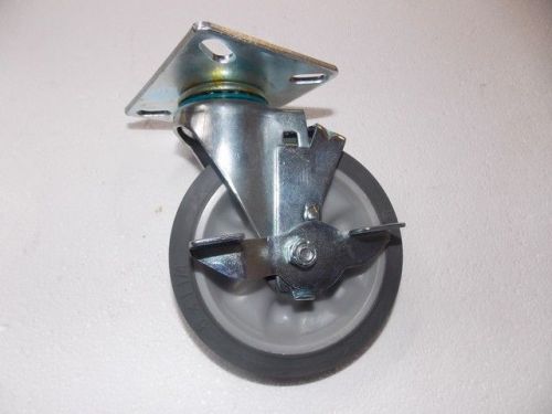 Set of 4 plate caster w/ 5&#034; non-marking silent wheel swivel &amp; brake for sale