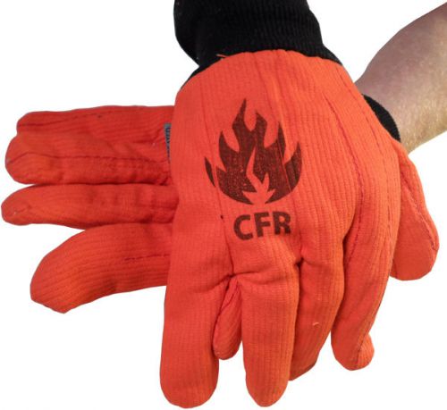 18 oz FR Treated 100% Cotton Corded ORANGE Oil Field Glove (Dozen Pairs)