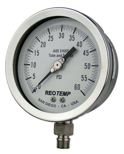 Reotemp pr40s1a4p17 heavy-duty repairable pressure gauge, dry-filled, stainless for sale