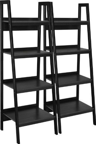 Altra Bookcases Furniture Metal Frame Bundle Bookcase Ladder Black Set of 2 New