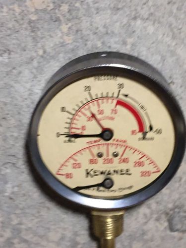 Dated 1950: vintage kewanee brass pressure temperature gauge altitude steampunk for sale