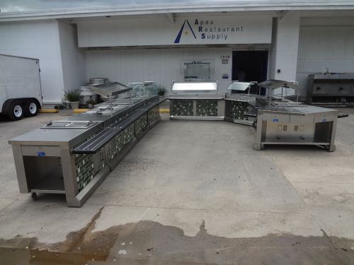 Buffet food serving line, 9 sections, steam, heat, refrigerated, freezer #1309 for sale