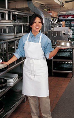 2 White Kitchen Chef Server Waitress Waiter Bib Apron No Pockets FREE SHIP