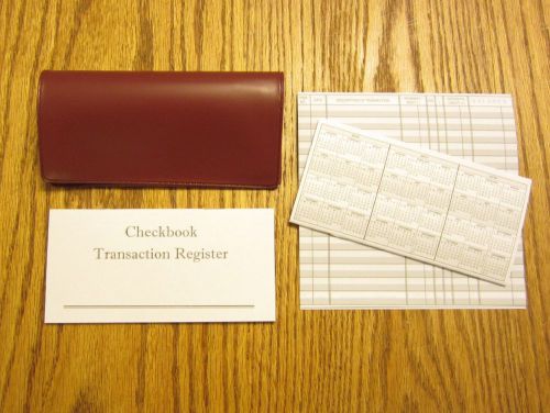 10 checkbook transaction registers &amp; 1 burgundy vinyl check book cover for sale