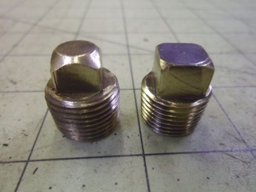 BRASS MALE THREADED 3/8&#034; SQUARE HEAD PIPE PLUG 1 HOLLOW 1 SOLID #58053