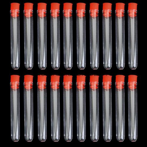 20pcs non-graduated plastic test tube laboratory lab tool with screw caps for sale