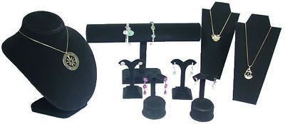 8Pc SET BLACK VELVET NECKLACE EARRING BRACELET PENDANT JEWELRY DISPLAY CM6B1