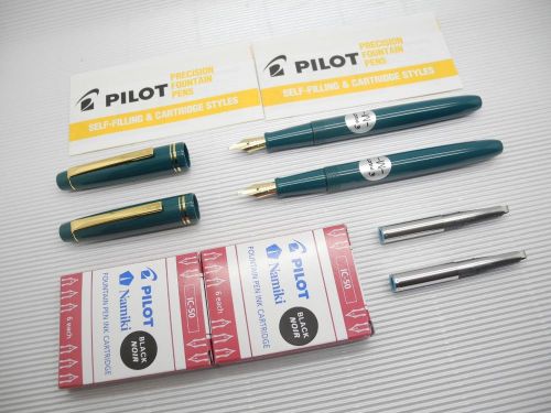 2 Pcs Pilot 78G Fountain Pen Medium Nib + 12 BK IC-50 Cartridges, TEAL