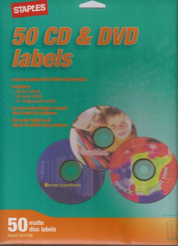 Staples CD/DVD Labels, 50 Matte Disc Labels (Item #501798 NEW)