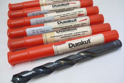 6 NEW 43/64 TWIST DRILLS by DURAKUT 17,070mm STRAIGHT SHANK machinist tools *X