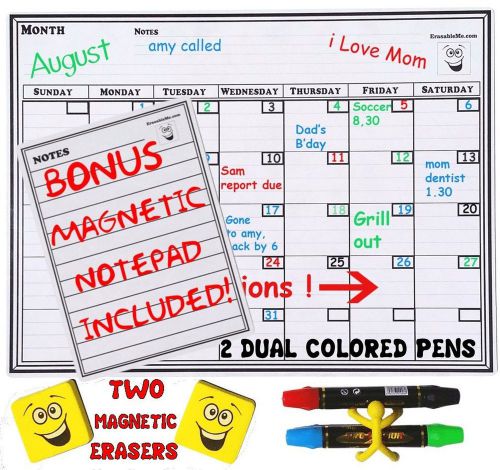 Complete calendar kit 16x12-inch magnetic refrigerator monthly planner dry er... for sale