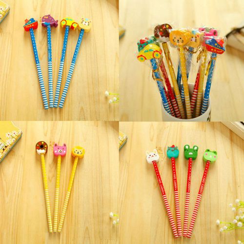 12 Pcs Students Stationery Cartoon Magic Writing Drawing Pencil With Eraser New