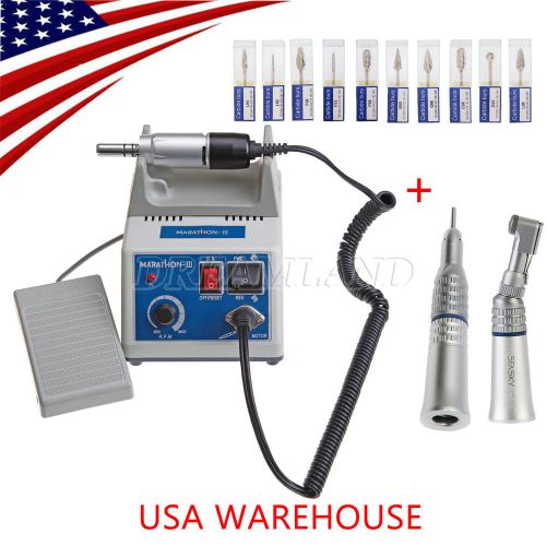 Dental MARATHON Electric Micromotor 35K RPM &amp; Low Speed Handpiece +10 burs &amp;QT