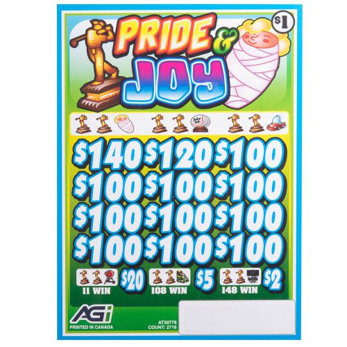 &#034;Pride &amp; Joy&#034; 3 Window Pull Tab Tickets - 2716 Tickets per Deal - Payout $2316