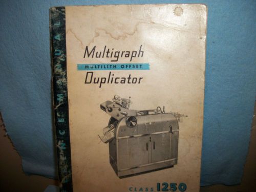 REFERENCE MANUAL FOR MULTIGRAPH OFFSET DUPLICATOR CLASS 1250. 1957