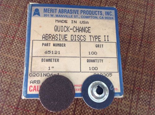 Merit Abrasive, Quick Chang Discs Type 2, 1&#034; Diameter X 100 Grit, Box Of 100