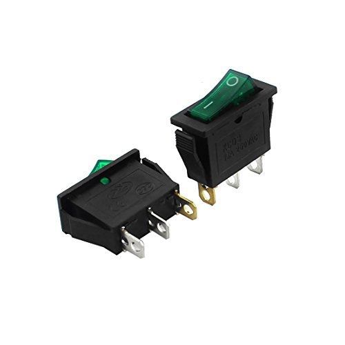 2 x ac 110-120v green pilot light 3 pin i/o control spst rocker switch for sale