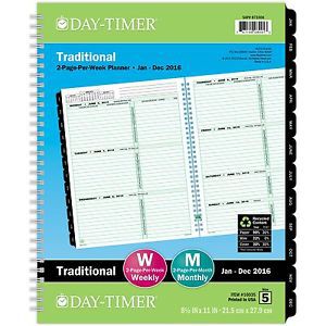 Day-Timer Two Page Per Week Refill 2016 12 Months Wirebound Notebook Size 8.5...