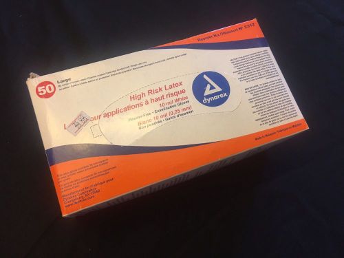 High risk latex exam gloves p/f - large 10mil (50/box) by dynarex # 2312 for sale