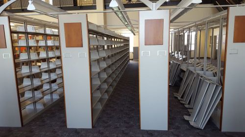 Library book shelving cantilever doublesided w/ leds, end panels (will ship) for sale