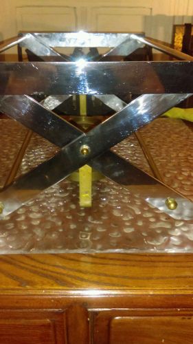 vintage stainless steel and brass chafing tray