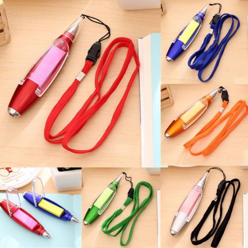 1PCS Lanyard Stationery Random Color Kids Ballpoint Pen LED Light Students Gift