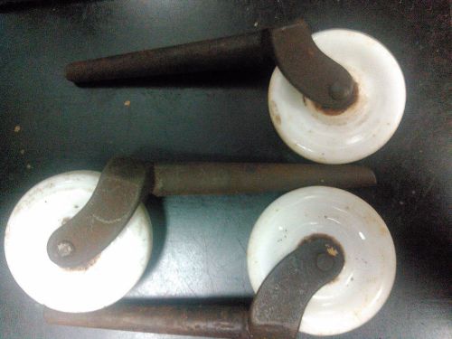 VINTAGE IRON CASTOR WHEELS LOT OF 3